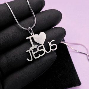 COLAR COM PINGENTE I LOVE JESUS